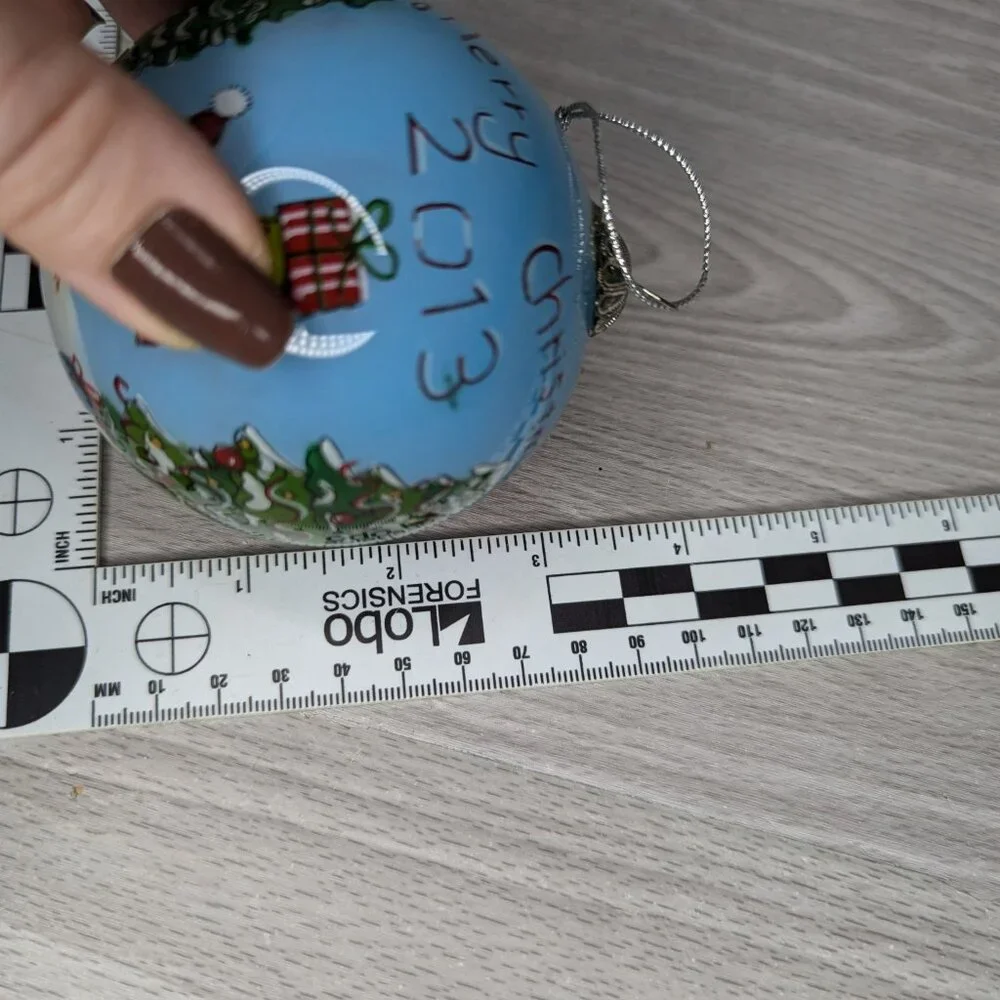 Pier One Li Bien Round Globe Christmas Ornament with Green Velvet Box 4